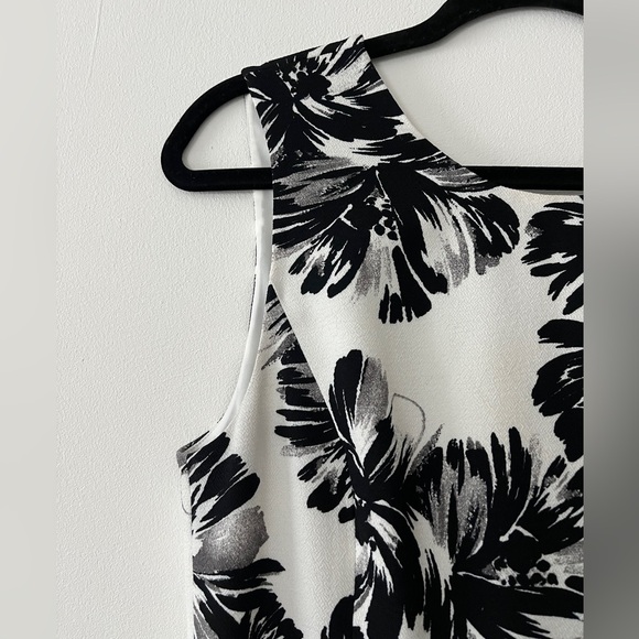Rebecca Taylor Splashy Floral Ruffle Hem Dress Size‎ 8 Black White Sleeveless - Picture 2 of 12